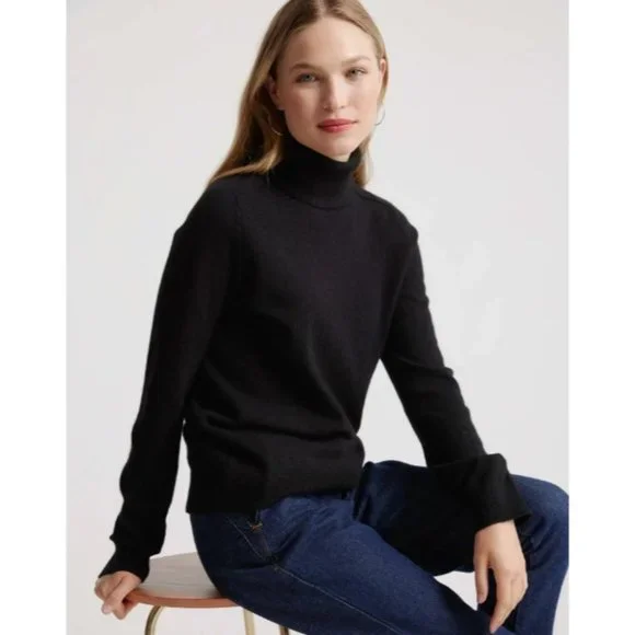 Quince Women’s Black Mongolian Cashmere Turtleneck Sweater sz M Medium NWT - Picture 4 of 4